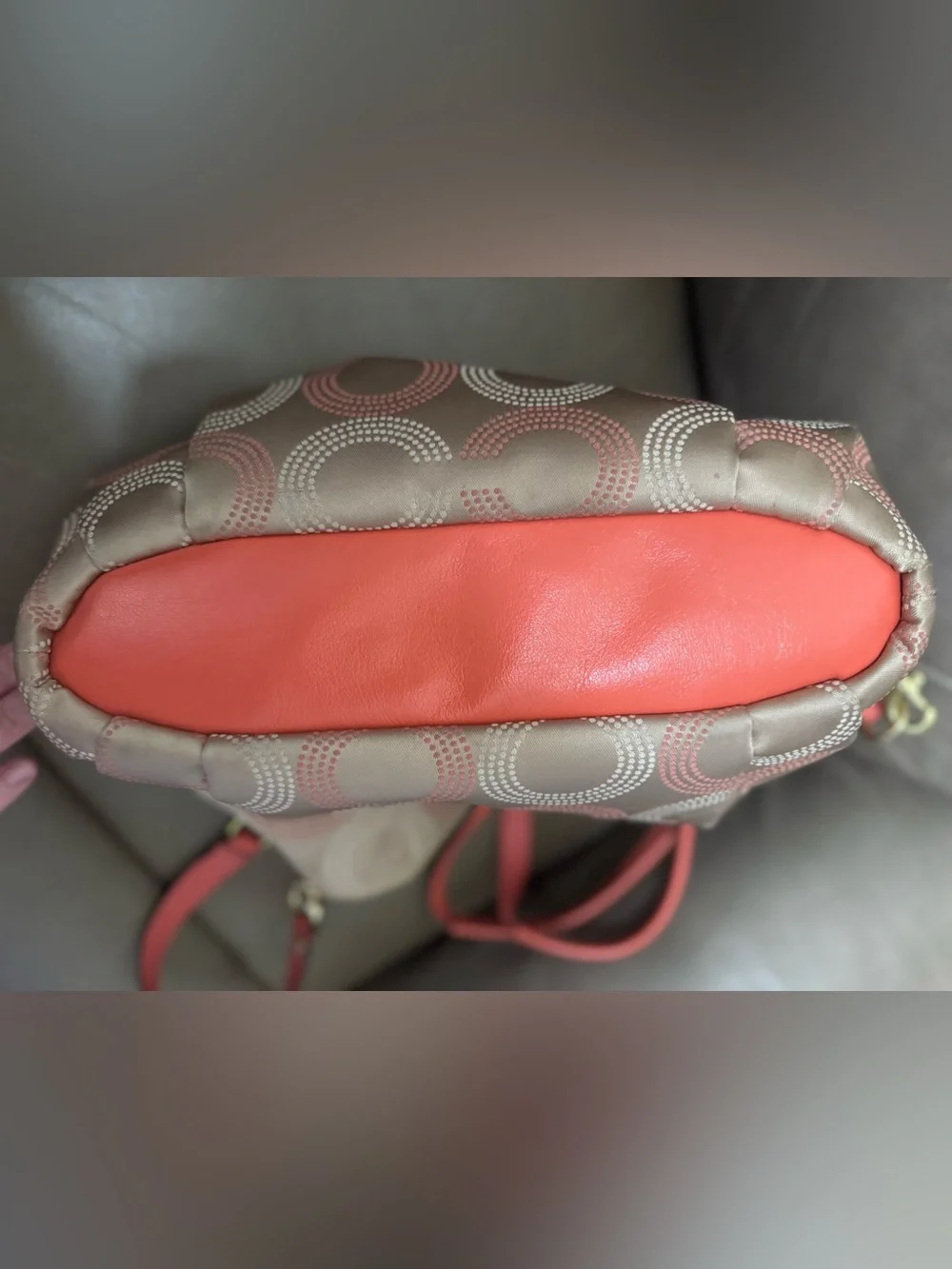 Coach Pink Coral Signature Large Shoulder Tote